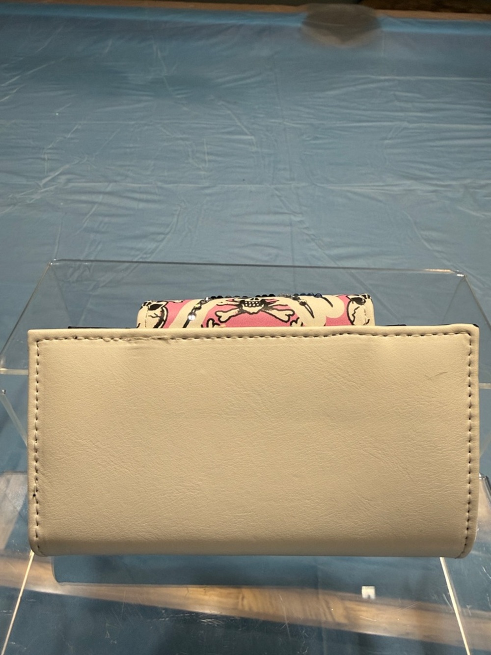 Ed Hardy Pink & Cream Floral Tattoo-Print Wallet with Gem Accents - Picture 2 of 6